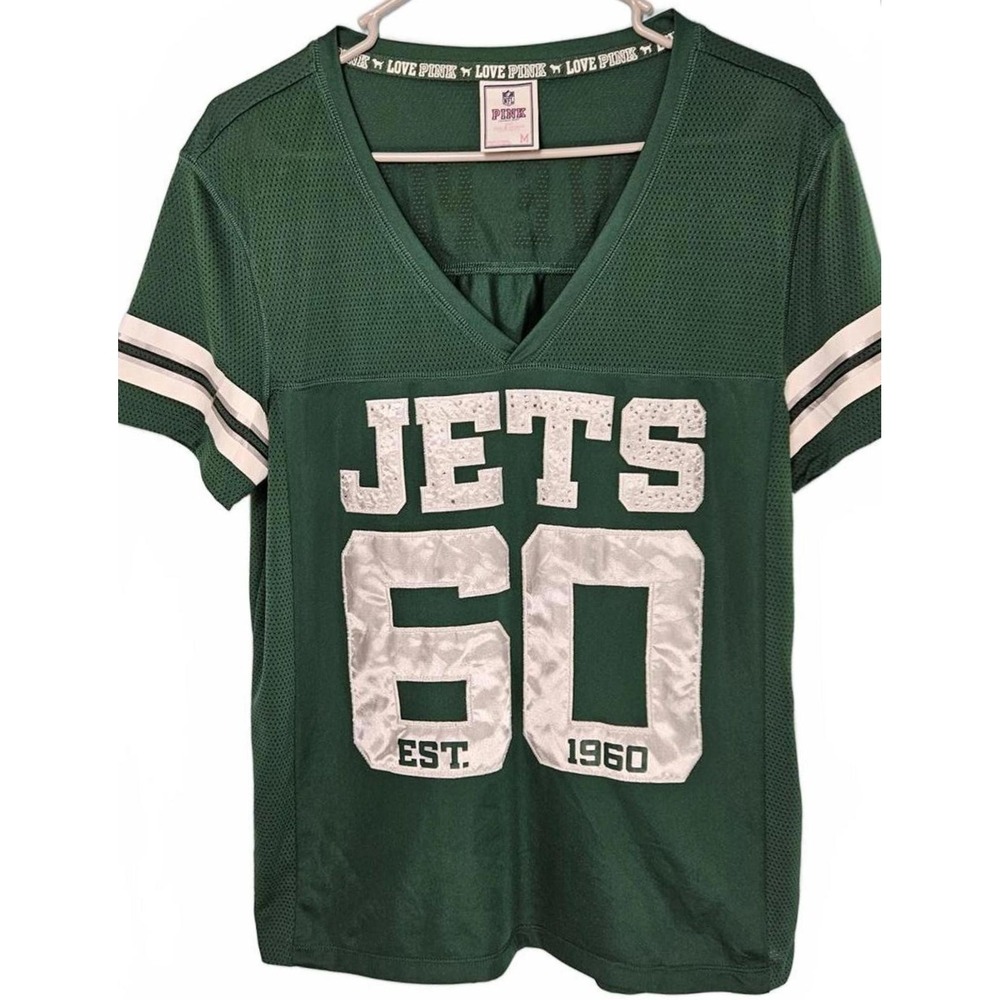 Victoria's Secret PINK NY Jets Jersey Womens M‎ Green Mesh Sporty Fan Gear